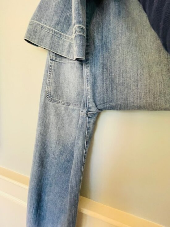 Ann Mashburn Wide Leg Jeans Coco Column Patch Pocket Stretch Denim 25 - Picture 7 of 11